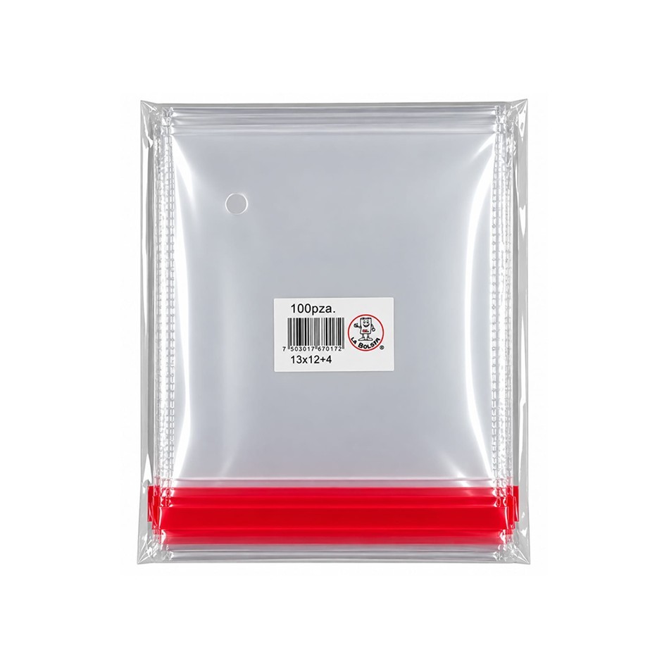 BOLSA DE CELOFAN ADHESIVO 13X12+4 10 PZS