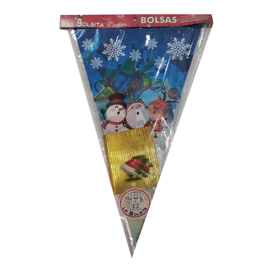 Producto - BOLSA DE CELOFAN CONO NAVIDEÑO 25X40