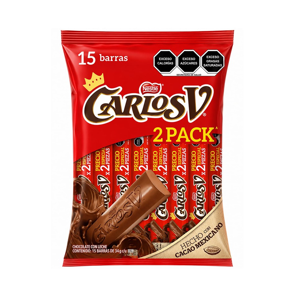 Producto - CHOCOLATE CARLOS V 2 PACK 15 PZS