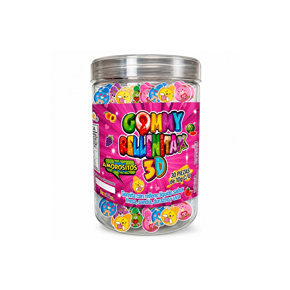 Producto - GUMMY RELLENITAX 3D AMOROSITOS 30 PZS