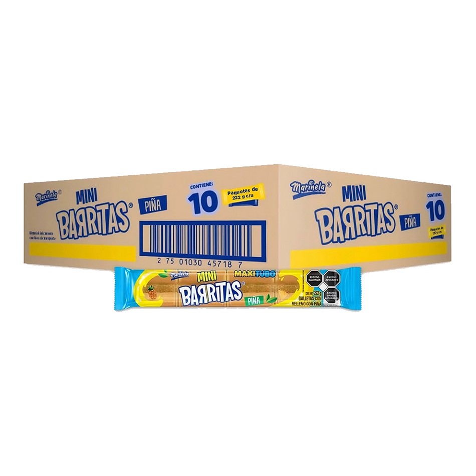 GALLETA MINI BARRITA PIÑA 10 PAQ
