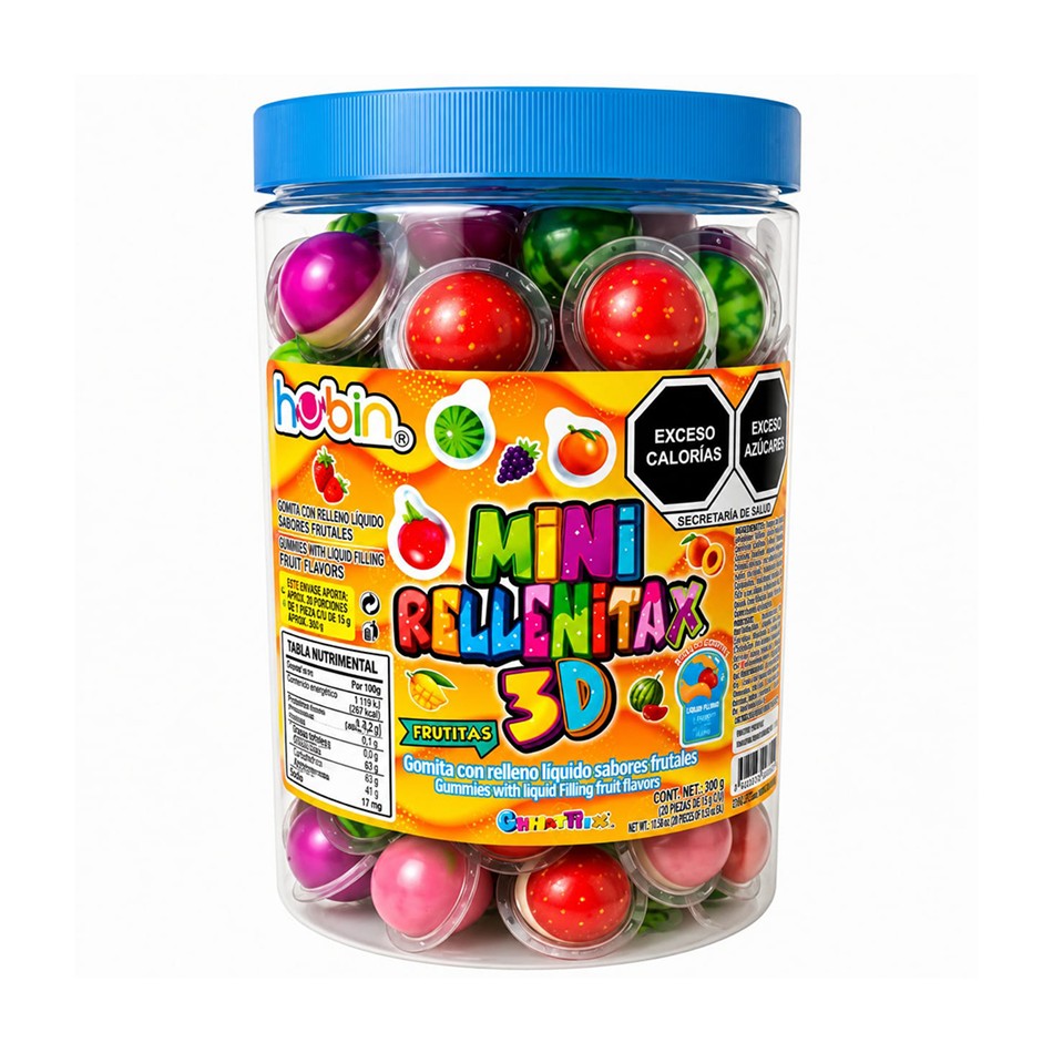 Producto - MINI RELLENITAX 3D FRUTITAS 100 PZS