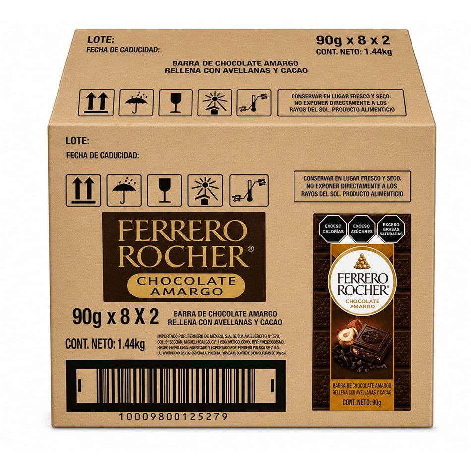 Producto - CHOCOLATE FERRERO BARRA AMARGO 8 PZS