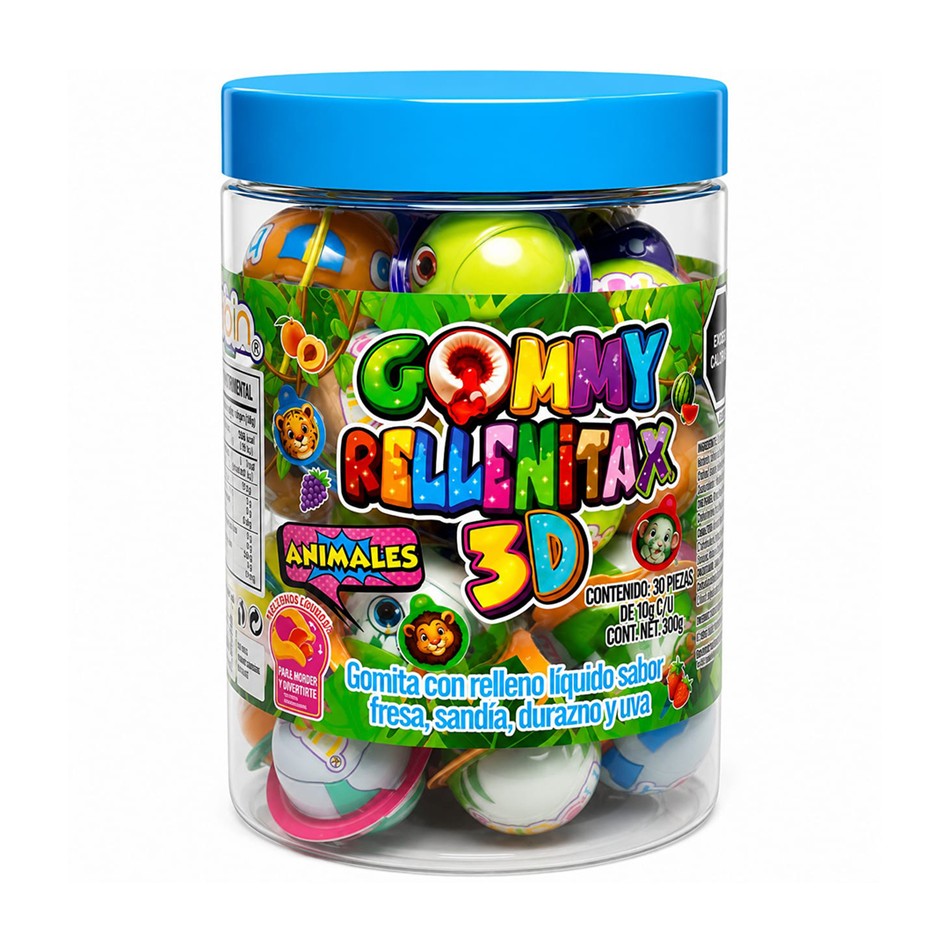 Producto - GUMMY RELLENITAX 3D ANIMALES 30 PZS