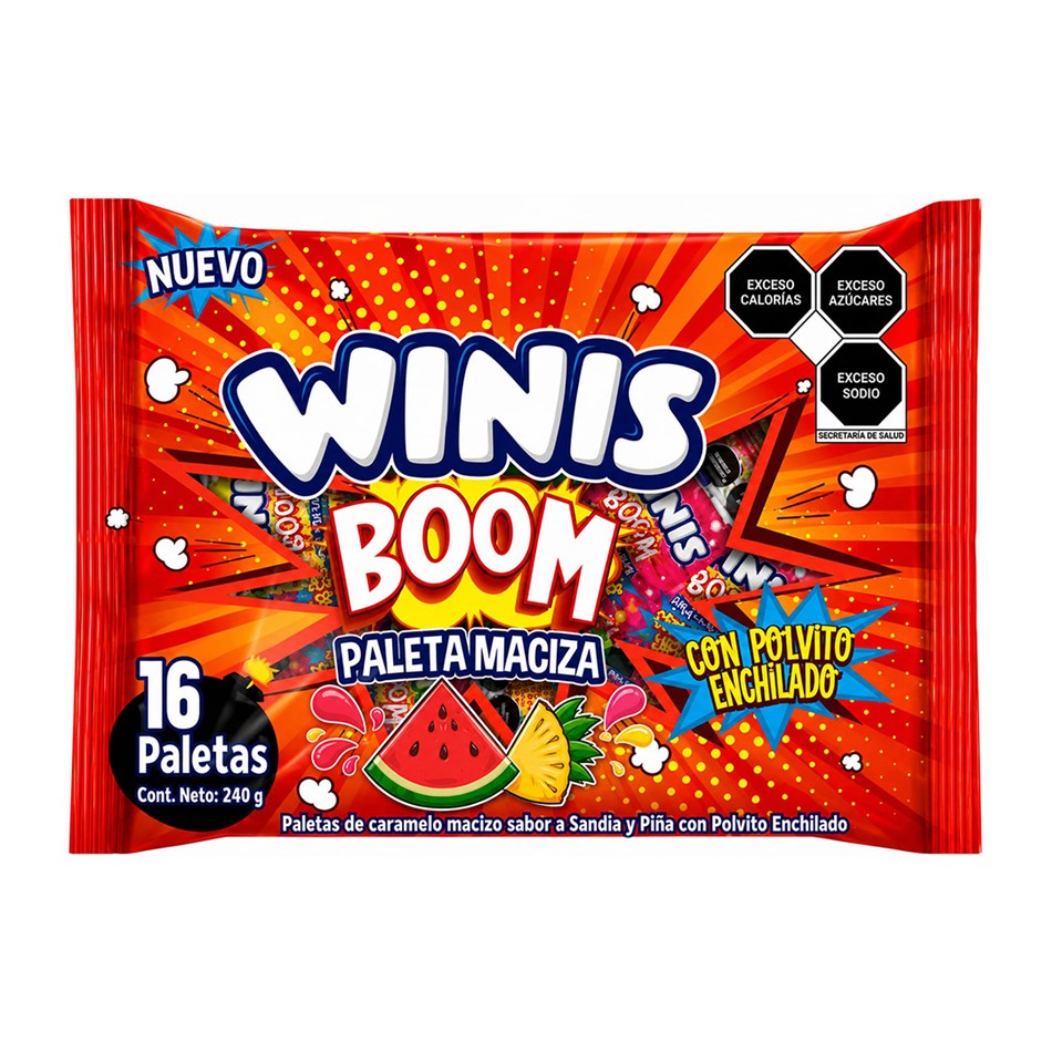PALETA BOOM SANDIA-PIÑA 16PZS