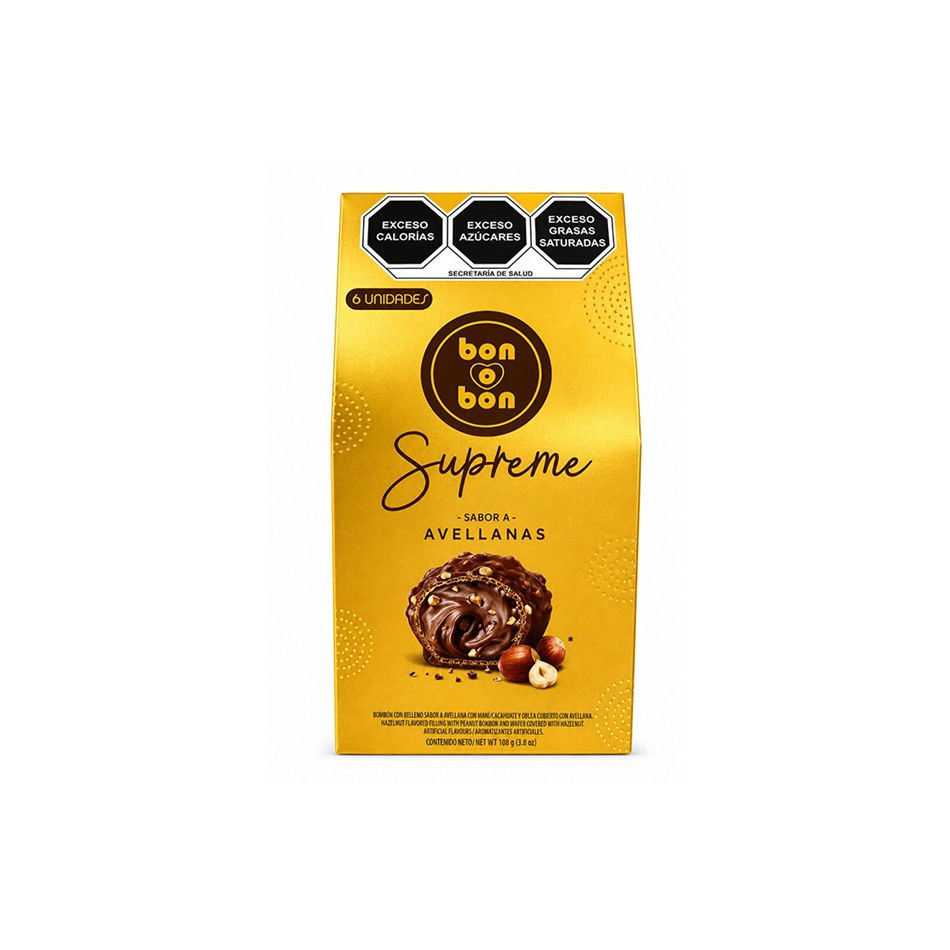 Producto - CHOCOLATE BON O BON SUPREME AVELLANAS 6 PZS