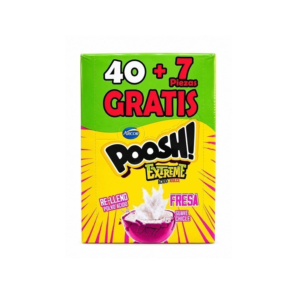 CHICLE POOSH FRESA EXTREME 40 PZS