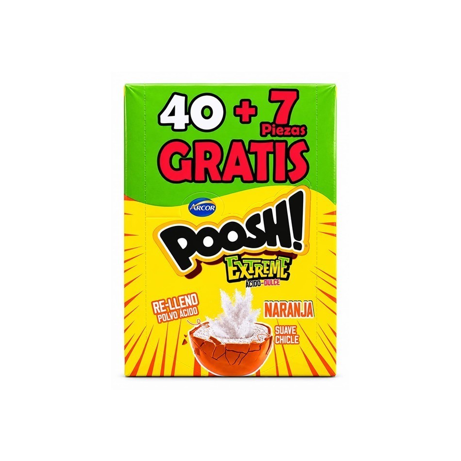 CHICLE POOSH NARANJA EXTREME 40 PZS