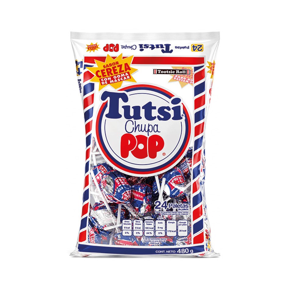 PALETA TUTSI POP CEREZA 24 PZS