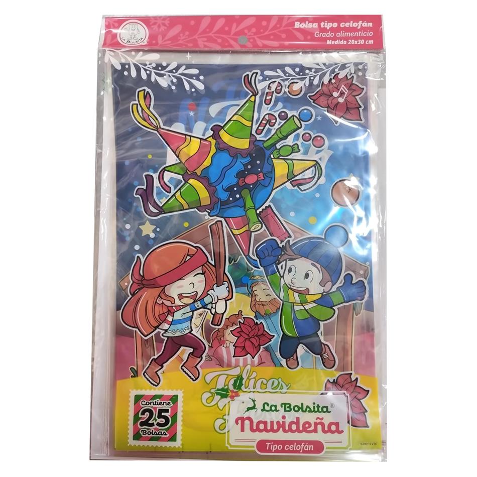 Producto - BOLSA CELOFAN NAVIDEÑA 20X30 25 PZS